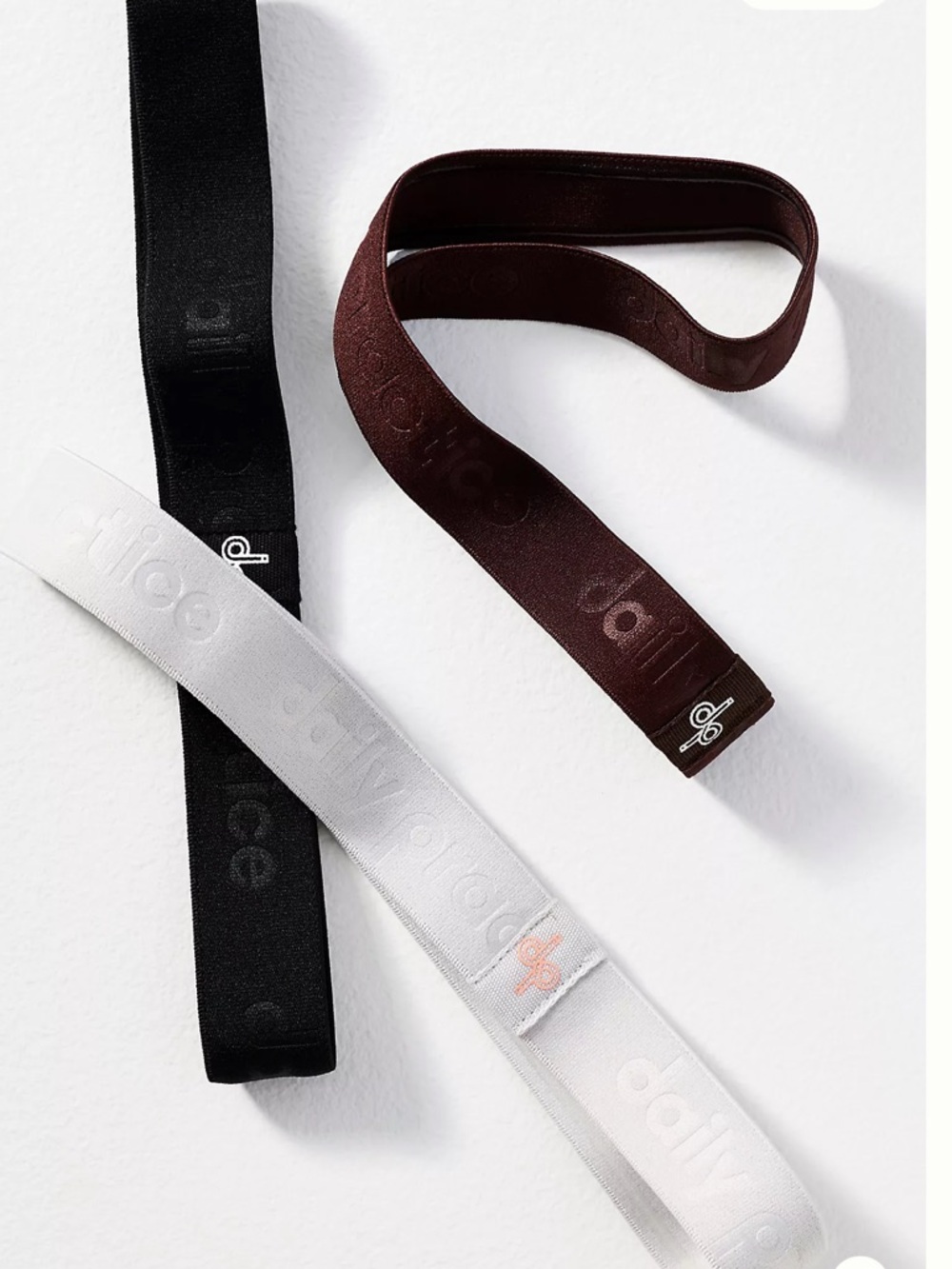 Anthropologie Daily Practice Silicon Headbands, Set of 3 Black, White, and Brown